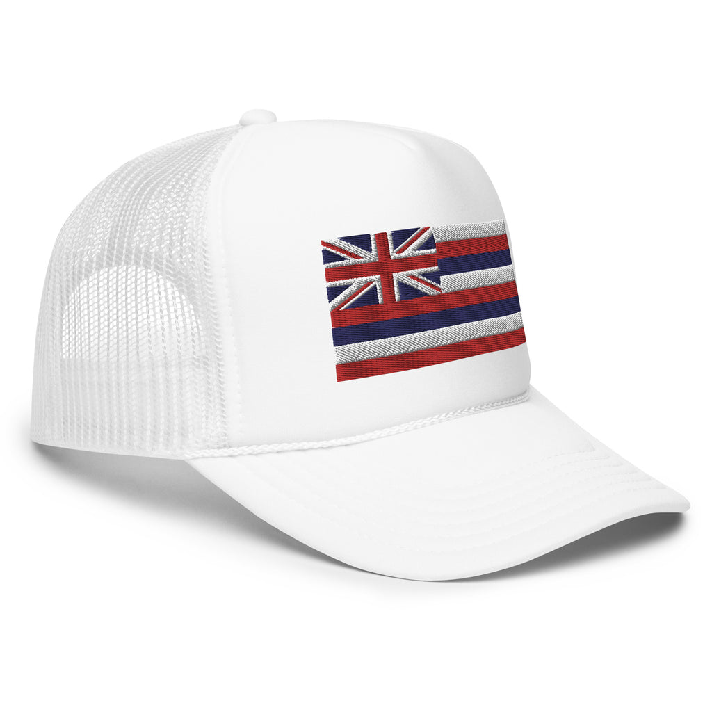 USA Striped Bass Flag Hat - Ocean Foam White