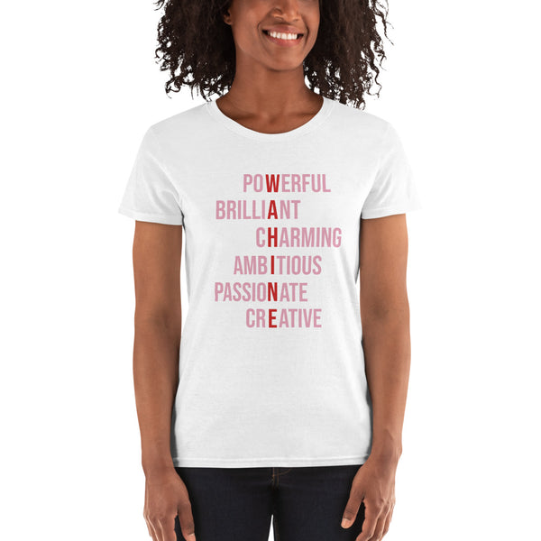 WAHINE Adjectives Pink T-shirt (Women)