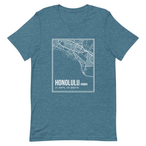 Honolulu City Street Map T-shirt (Unisex)