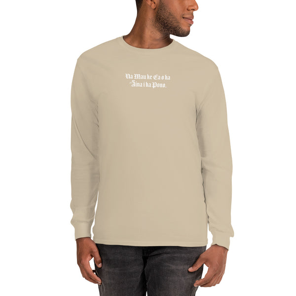 Hawaii State Motto Front/ Back Long Sleeve Shirt (Mens)